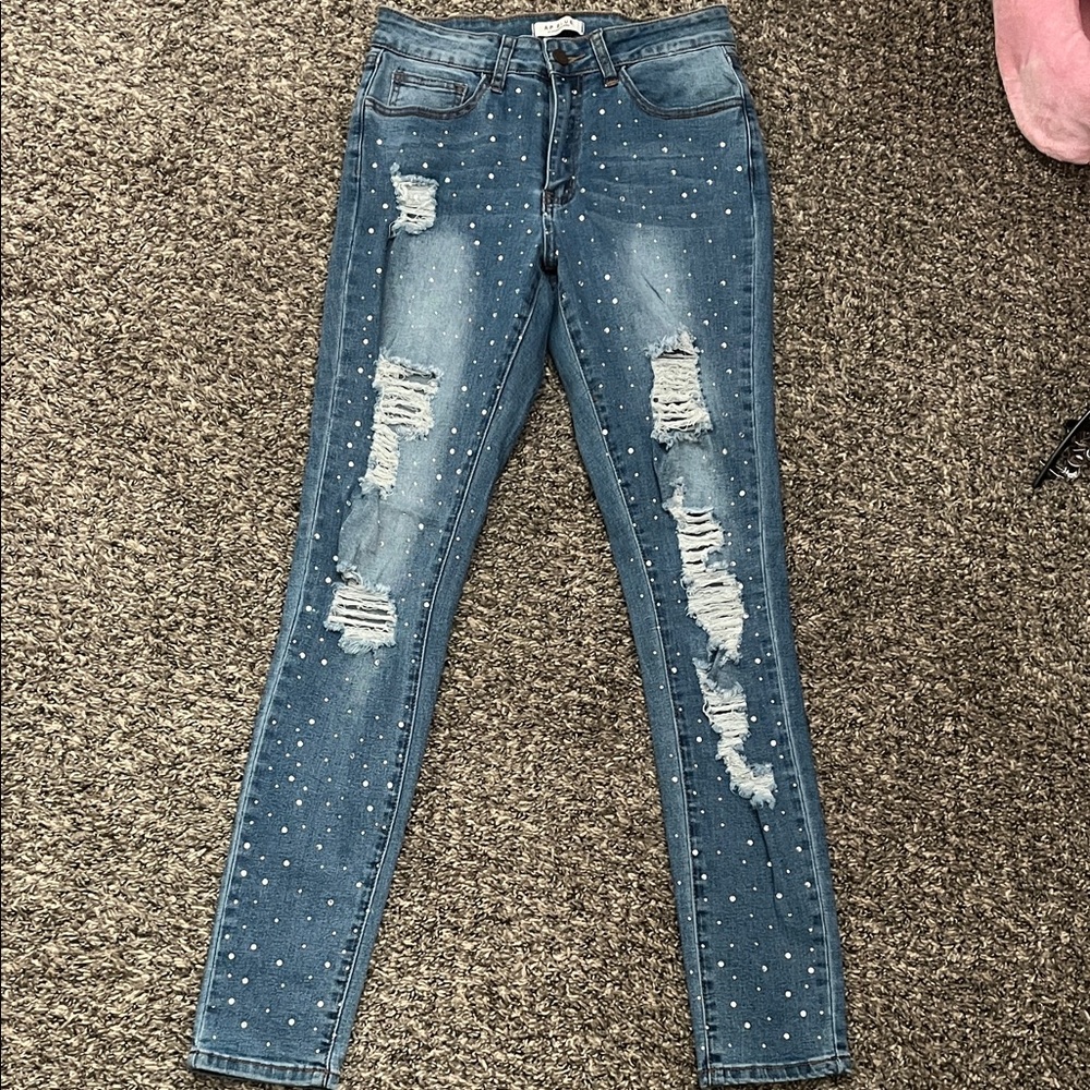 Aphrodite Blue Distressed Skinny Jeans